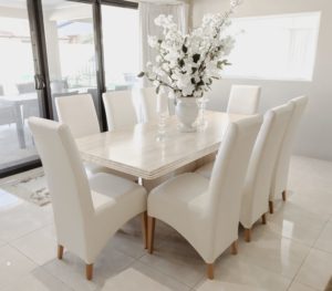 vinyl covered upholstered dining chairs
