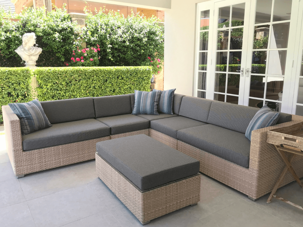 grey outdoor sofa seating upholstery