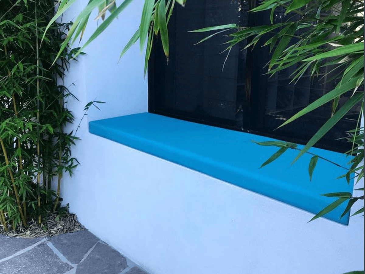 turquoise outdoor window seat cushion