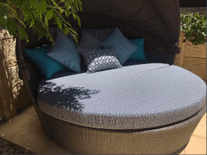 outdoor round daybed and cushions
